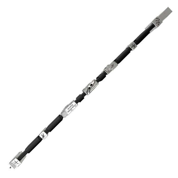 Браслет из белого золота 585 пробы c кожаным шнурком