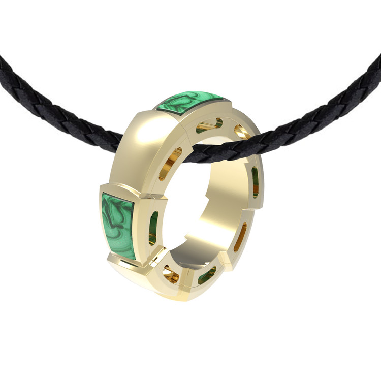 Подвеска из лимонного золота 585 пробы c малахитом