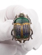 Брошь из лимонного золота c эмалью, фианитом и турмалином