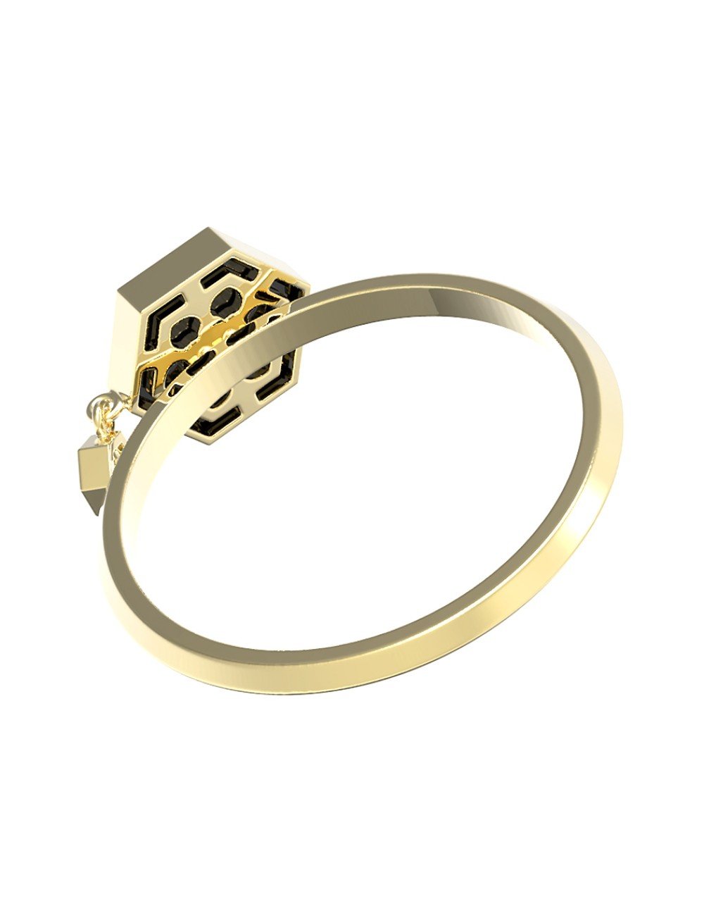 Кольцо из лимонного золота c бриллиантами и ониксом
