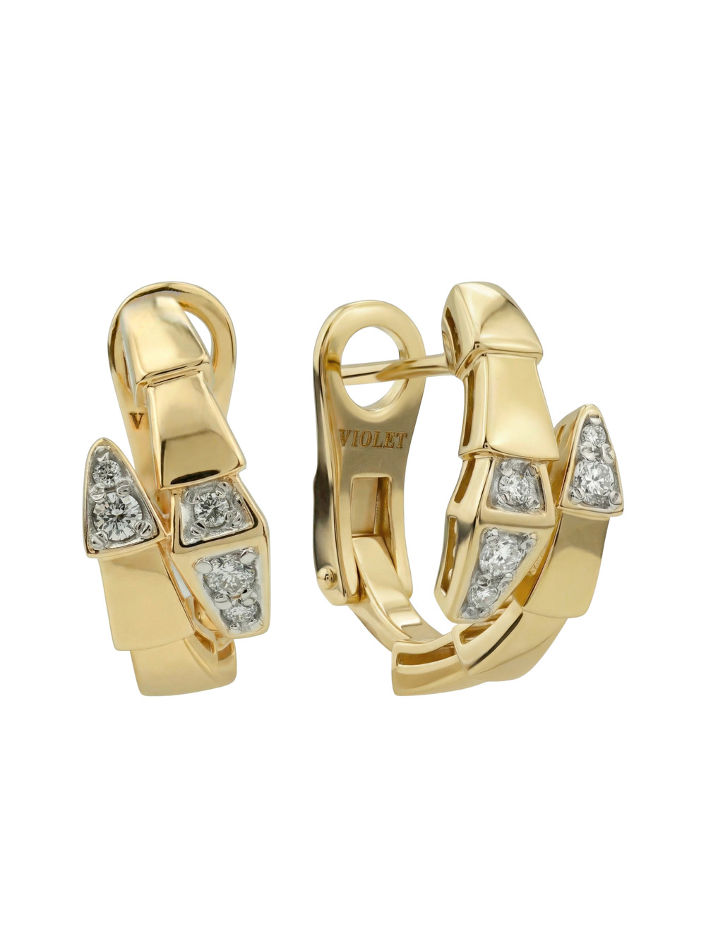 Серьги из лимонного золота 585 пробы c бриллиантами