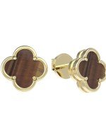 Серьги из лимонного золота c тигровым глазом