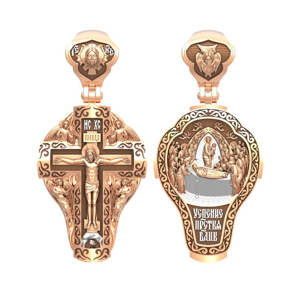 Крест из красного золота 585 пробы