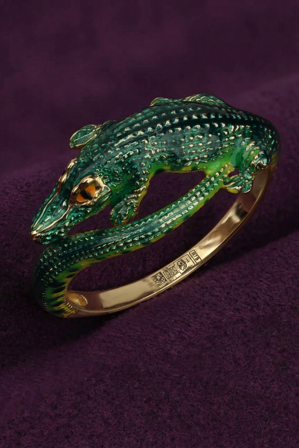 Кольцо из лимонного золота 585 пробы c эмалью