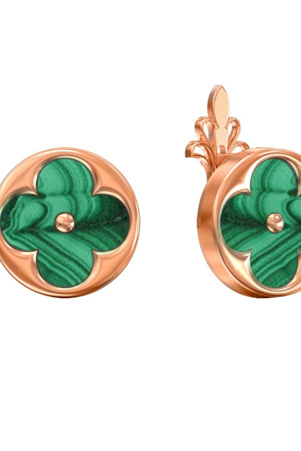 Серьги из золота c малахитом