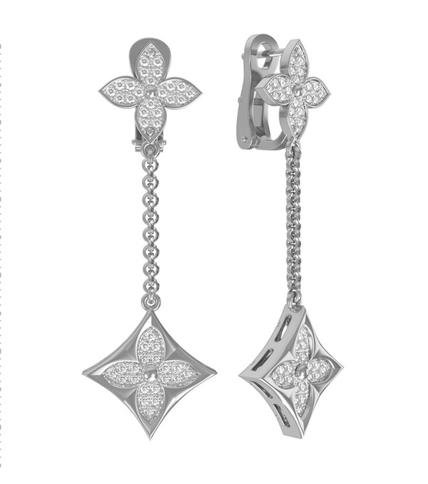 Серьги из белого золота 585 пробы c бриллиантами