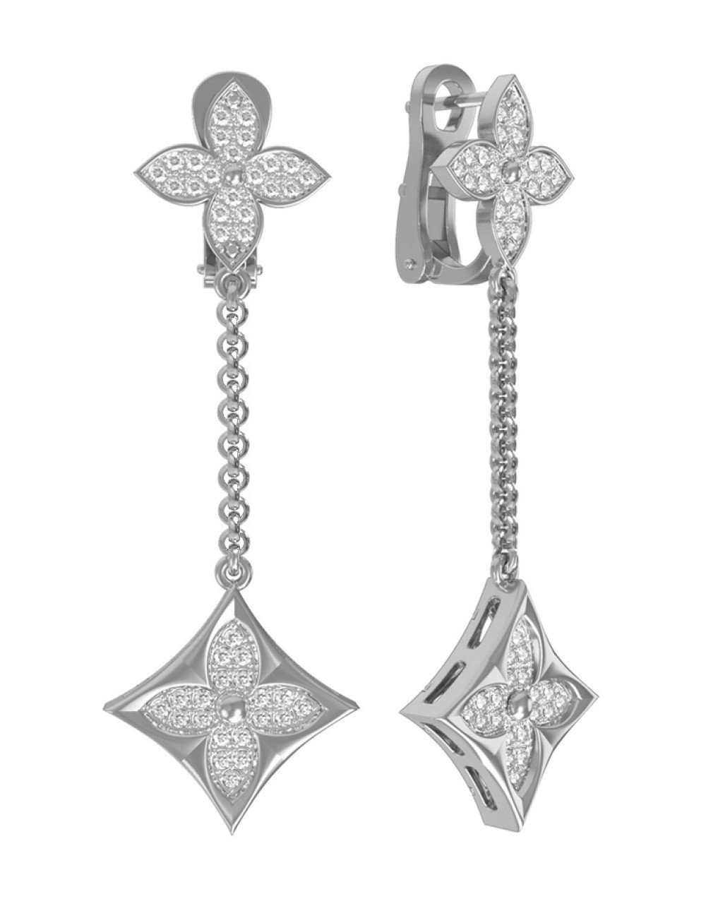 Серьги из белого золота c бриллиантами