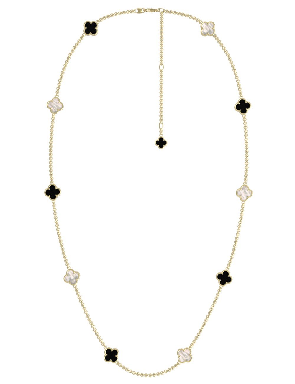 Колье из лимонного золота c ониксом и перламутром