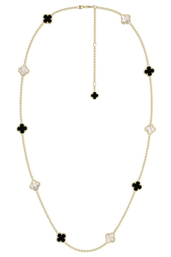 Колье из лимонного золота c ониксом и перламутром