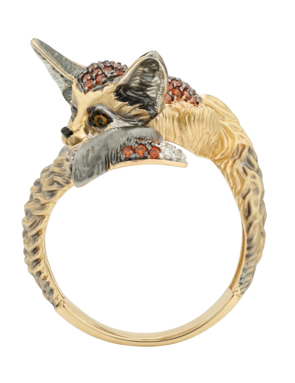 Кольцо из лимонного золота c эмалью и фианитом