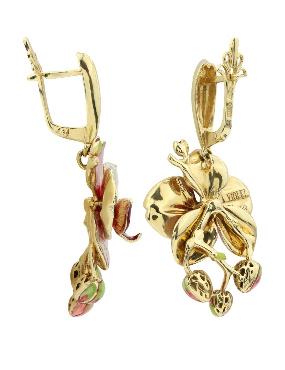 Серьги из лимонного золота c эмалью