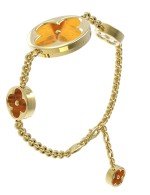 Браслет из лимонного золота c тигровым глазом и перламутром