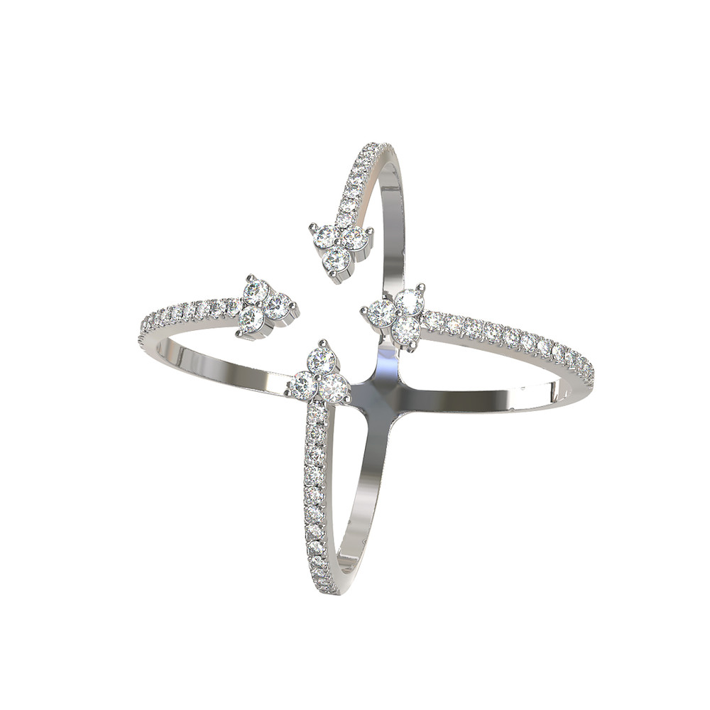 Кольцо из белого золота 585 пробы c бриллиантами