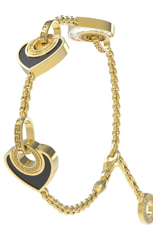 Браслет из лимонного золота c ониксом и перламутром