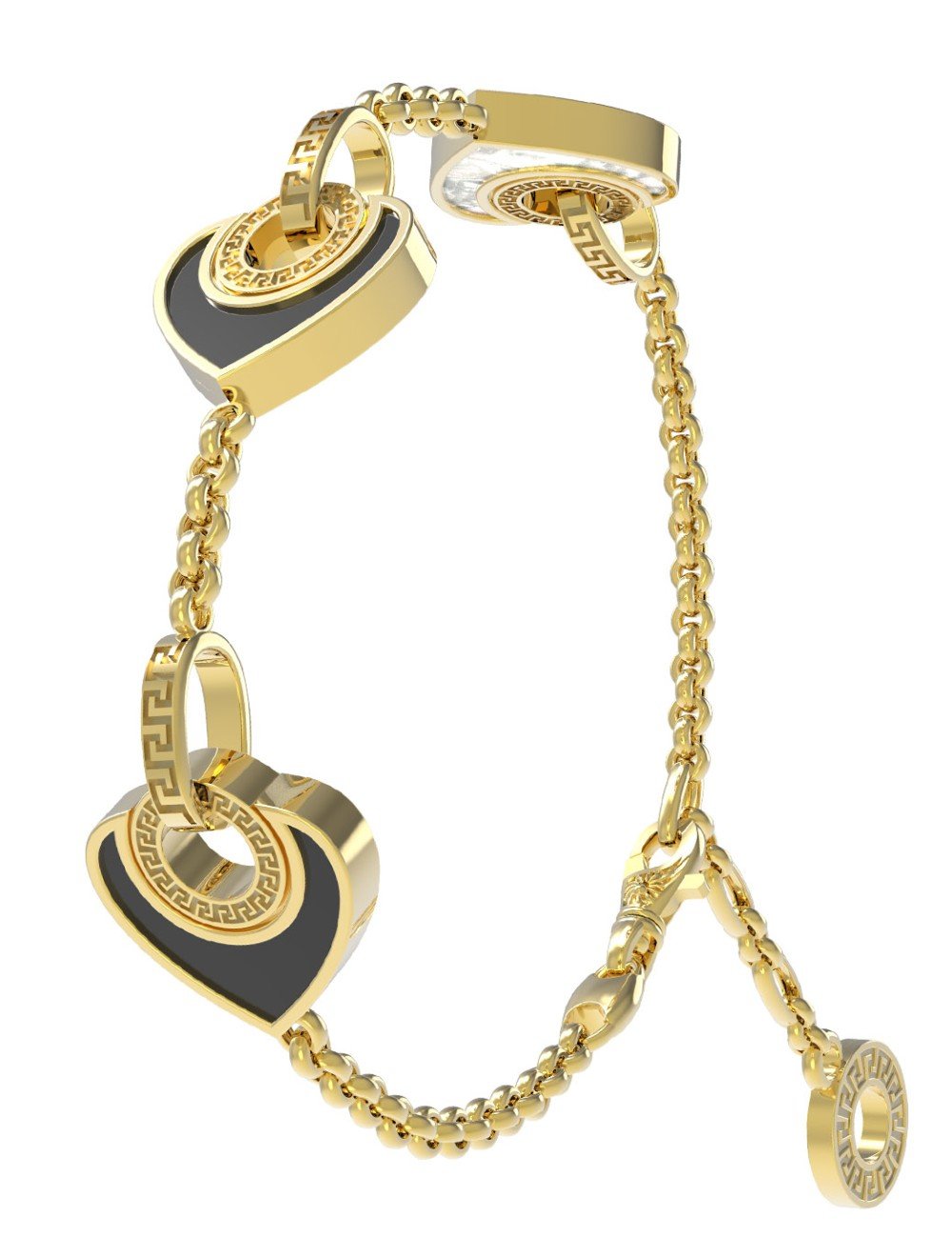 Браслет из лимонного золота c ониксом и перламутром