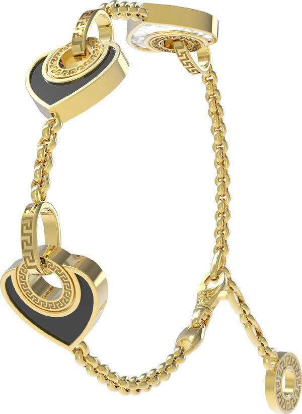 Браслет из лимонного золота 585 пробы c ониксом и перламутром