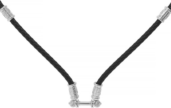 Цепь-шнурок кожа из белого золота 585 пробы c кожаным шнурком