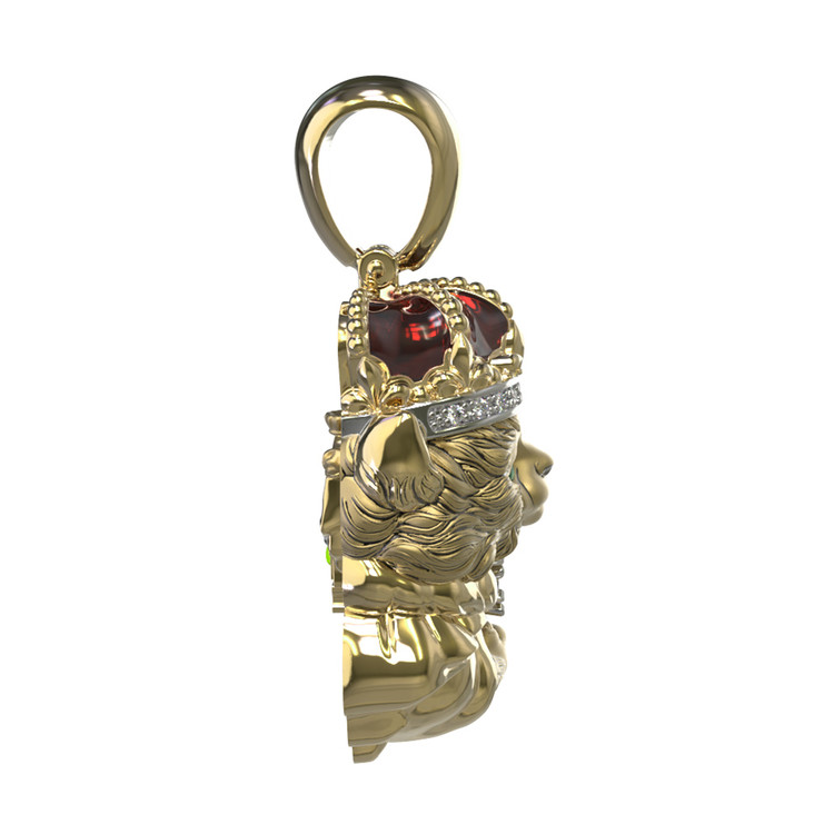 Подвеска из лимонного золота 585 пробы c эмалью, бриллиантами и рубином