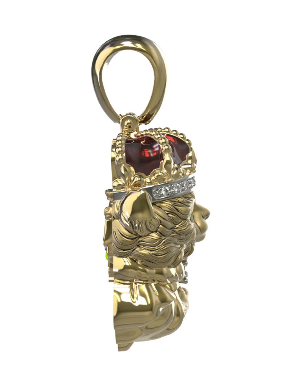 Подвеска из лимонного золота c эмалью, бриллиантами и рубином