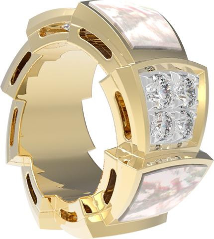 Подвеска из лимонного золота 585 пробы c бриллиантами и перламутром