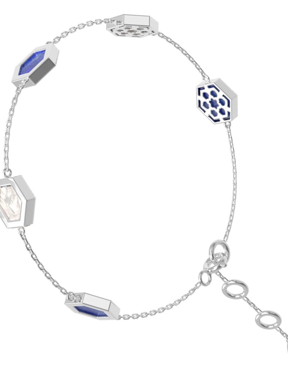 Браслет из белого золота c лазуритом и перламутром