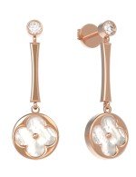 Серьги из золота c фианитом и перламутром