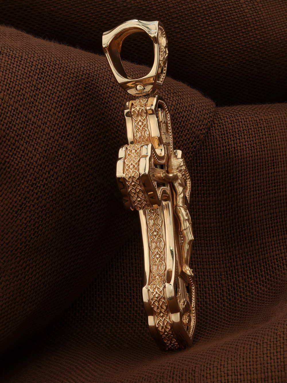 Крест из красного золота 585 пробы c ониксом