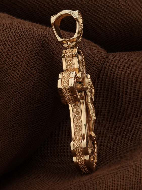 Крест из красного золота 585 пробы c ониксом