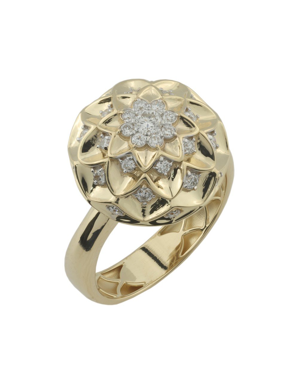 Кольцо из лимонного золота c бриллиантами