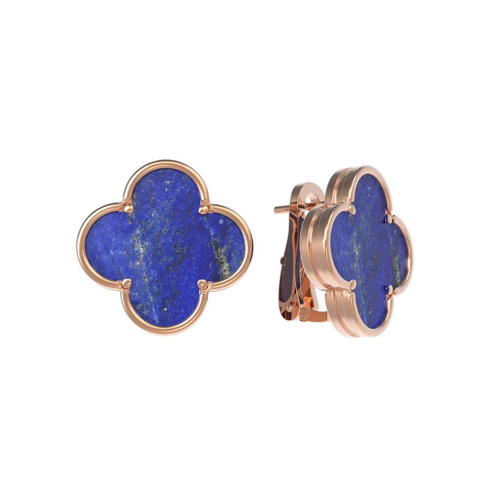 Серьги из красного золота 585 пробы c лазуритом