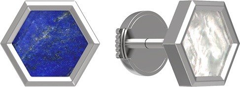 Серьги из белого золота c лазуритом и перламутром