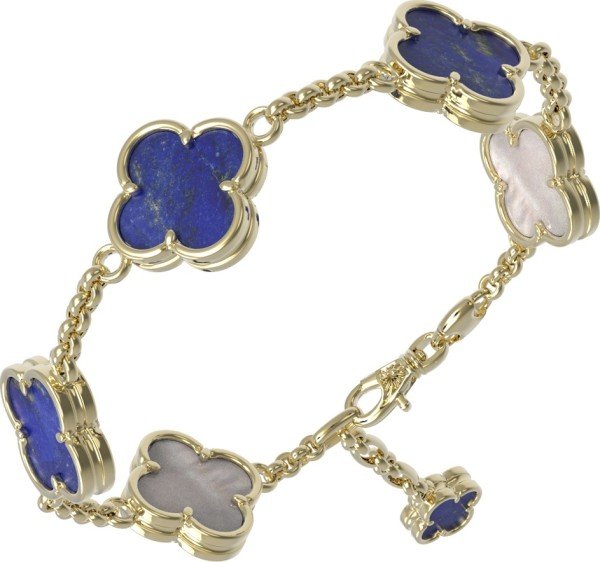 Браслет из лимонного золота c лазуритом и перламутром