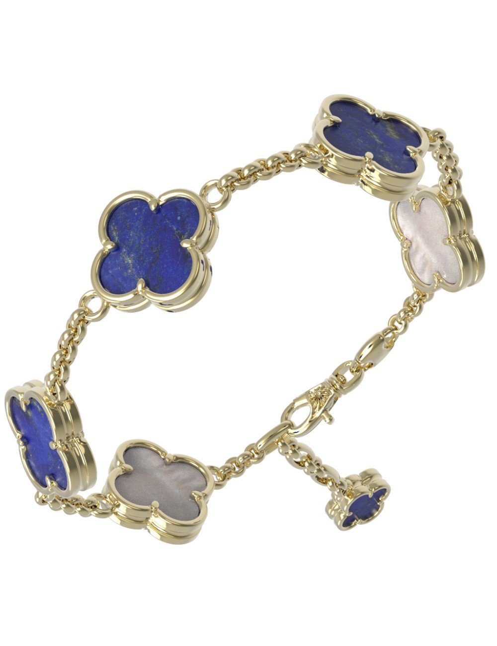 Браслет из лимонного золота c лазуритом и перламутром