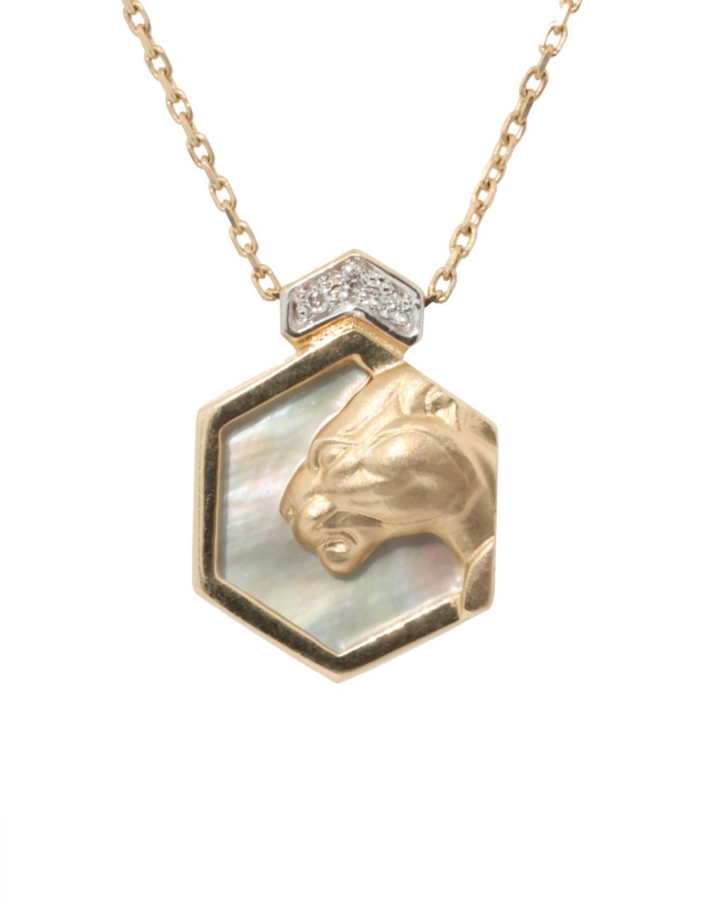 Колье из золота c бриллиантами и перламутром