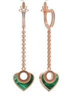 Серьги из золота c фианитом и малахитом