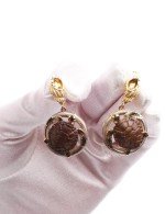 Серьги из лимонного золота c эмалью и железным деревом