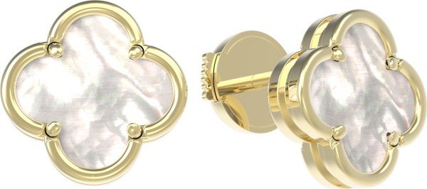 Серьги из лимонного золота c перламутром