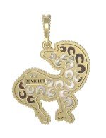 Подвеска из лимонного золота c эмалью, тигровым глазом и перламутром