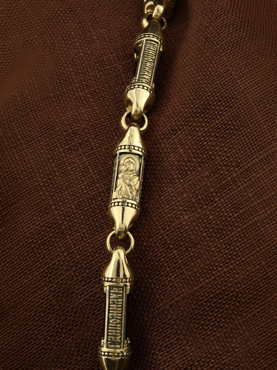 Цепь-шнурок кожа из лимонного золота 585 пробы c кожаным шнурком и ониксом