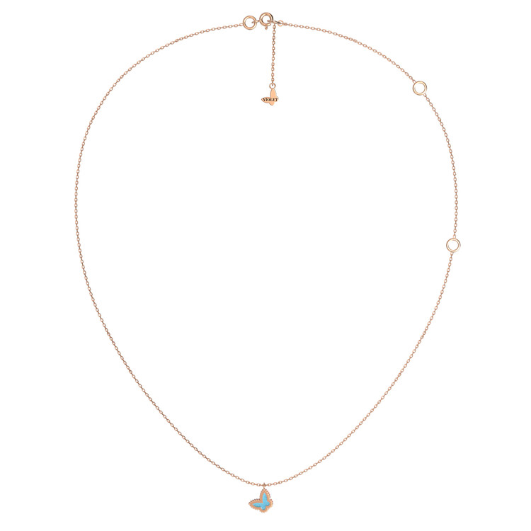 Колье из красного золота 585 пробы c бирюзой