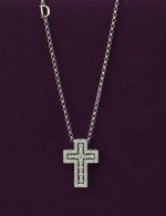 Крест из белого золота c бриллиантами