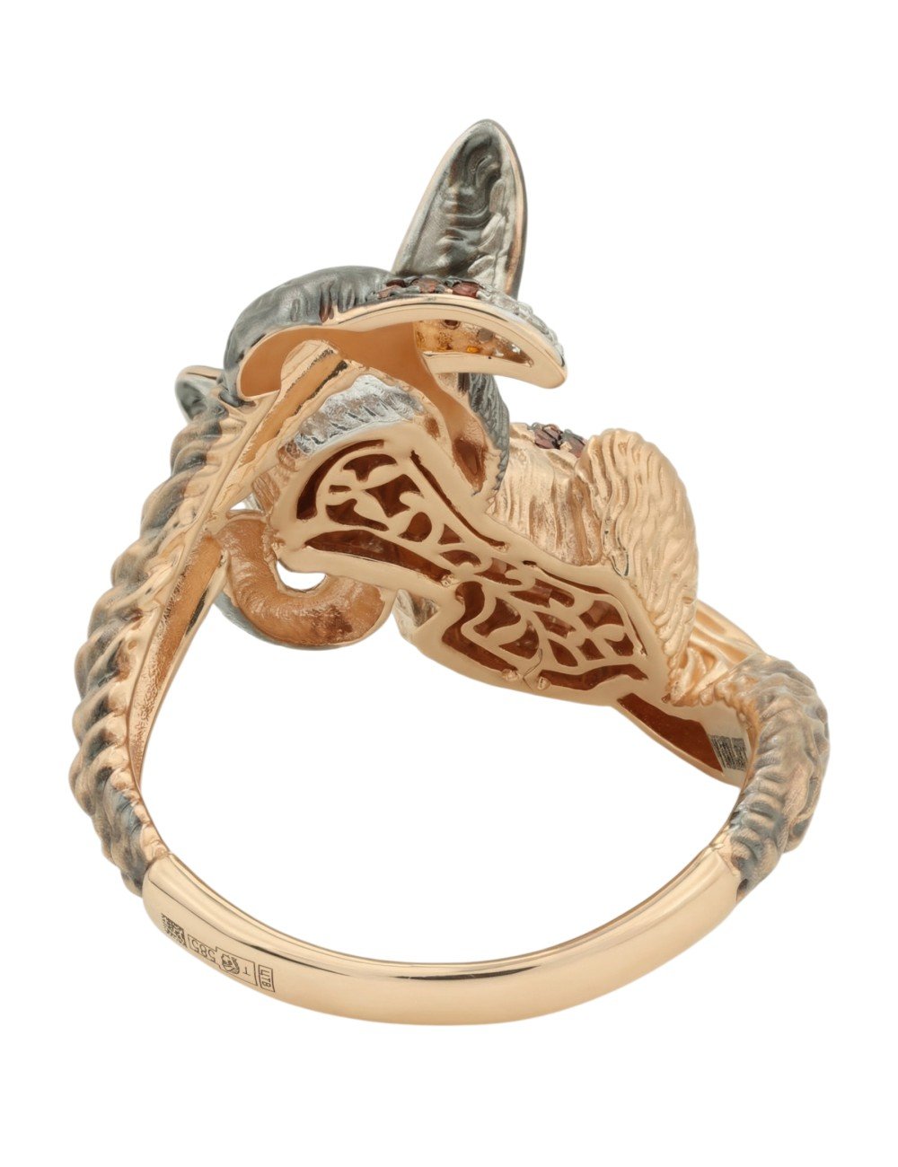 Кольцо из золота c эмалью и фианитом