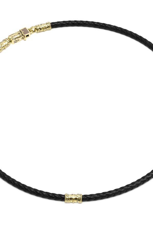 Гайтан из лимонного золота c кожаным шнурком