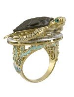 Кольцо из лимонного золота c эмалью и железным деревом