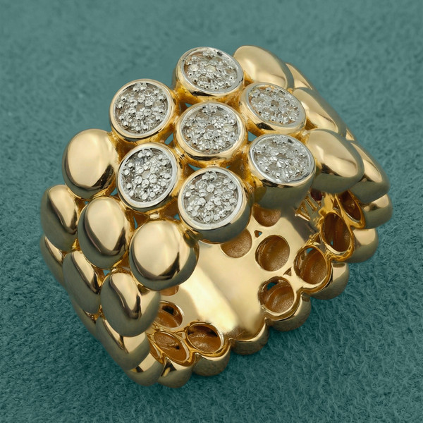 Кольцо из лимонного золота 585 пробы c бриллиантами и рубином