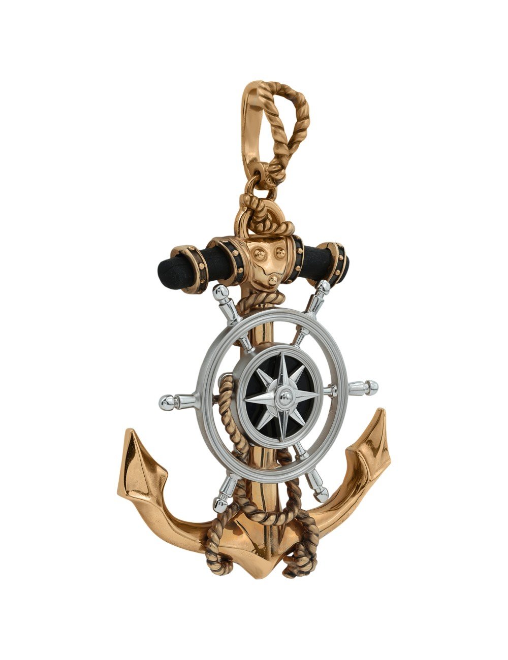 Подвеска из золота c ониксом и эбеновым деревом