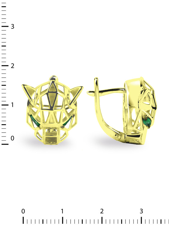Серьги из лимонного золота 585 пробы c изумрудом