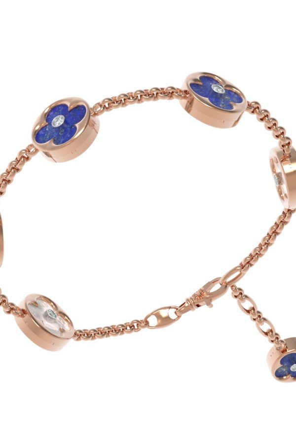 Браслет из золота c бриллиантами, лазуритом и перламутром