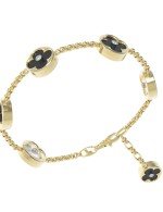 Браслет из лимонного золота c бриллиантами, ониксом и перламутром