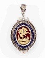 Образок из белого золота c эмалью